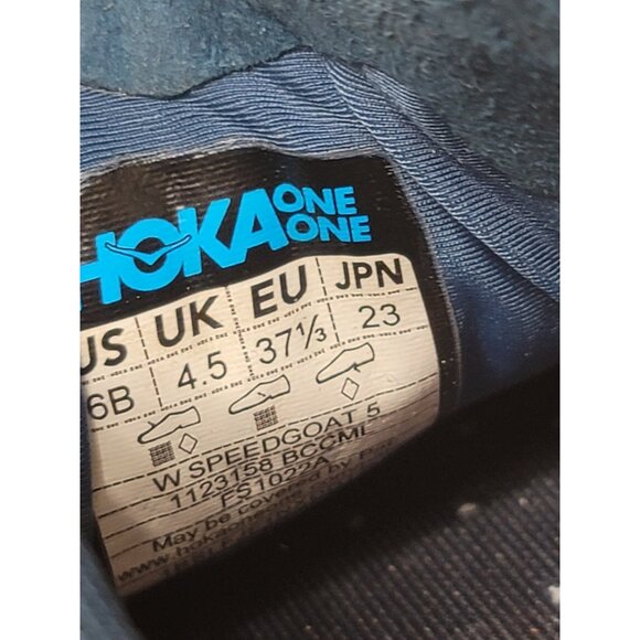 Hoka One One Speedgoat 5 Womens 6 Shoes Blue Running Sneaker Lace Up - Picture 8 of 8